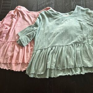 Altar’d State Juniper Ruffle Top in Green and Pink